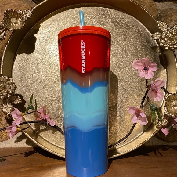 Starbuck Red Blue Wave Tumbler